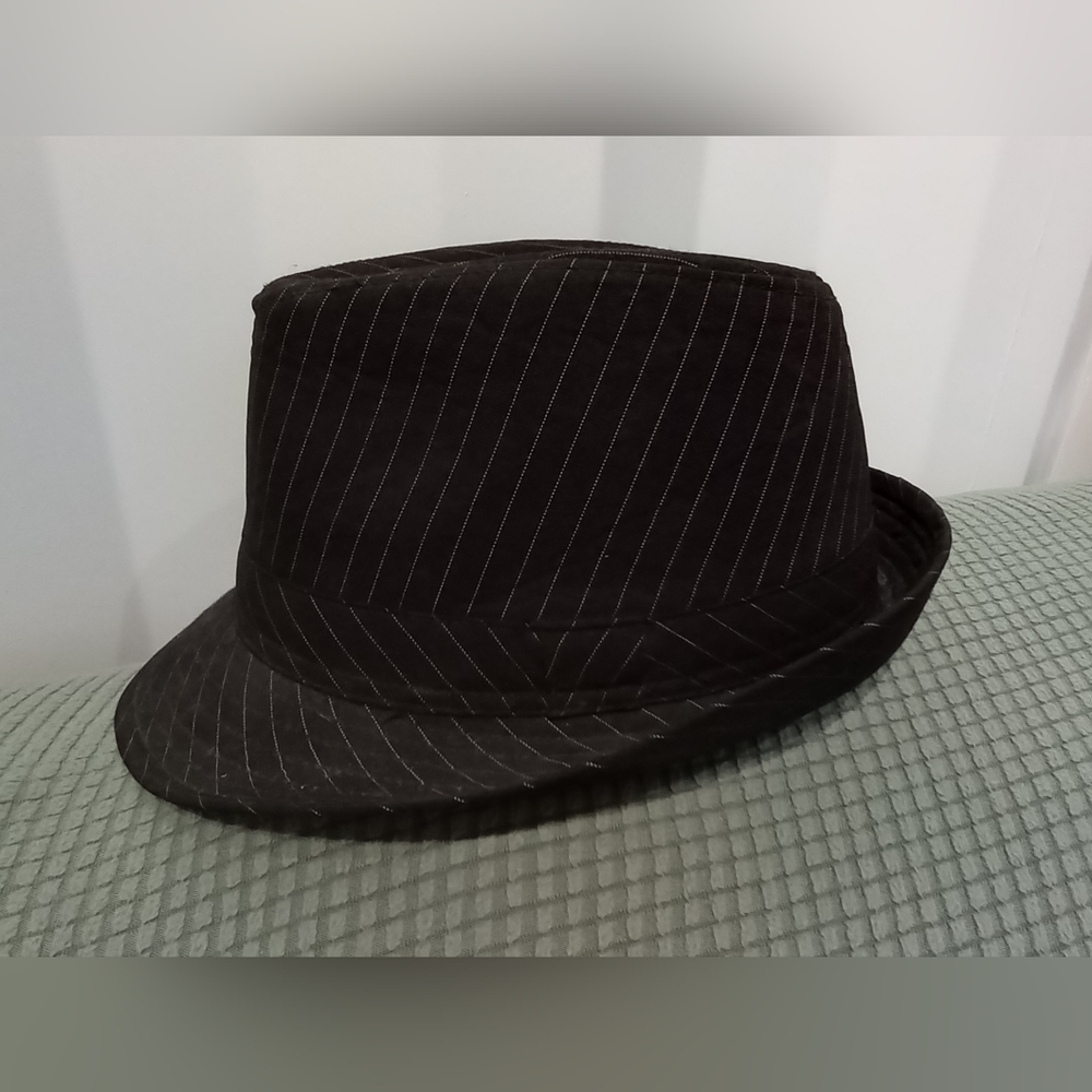 Bio-Domes fedora hat black with white pinstripes one size
